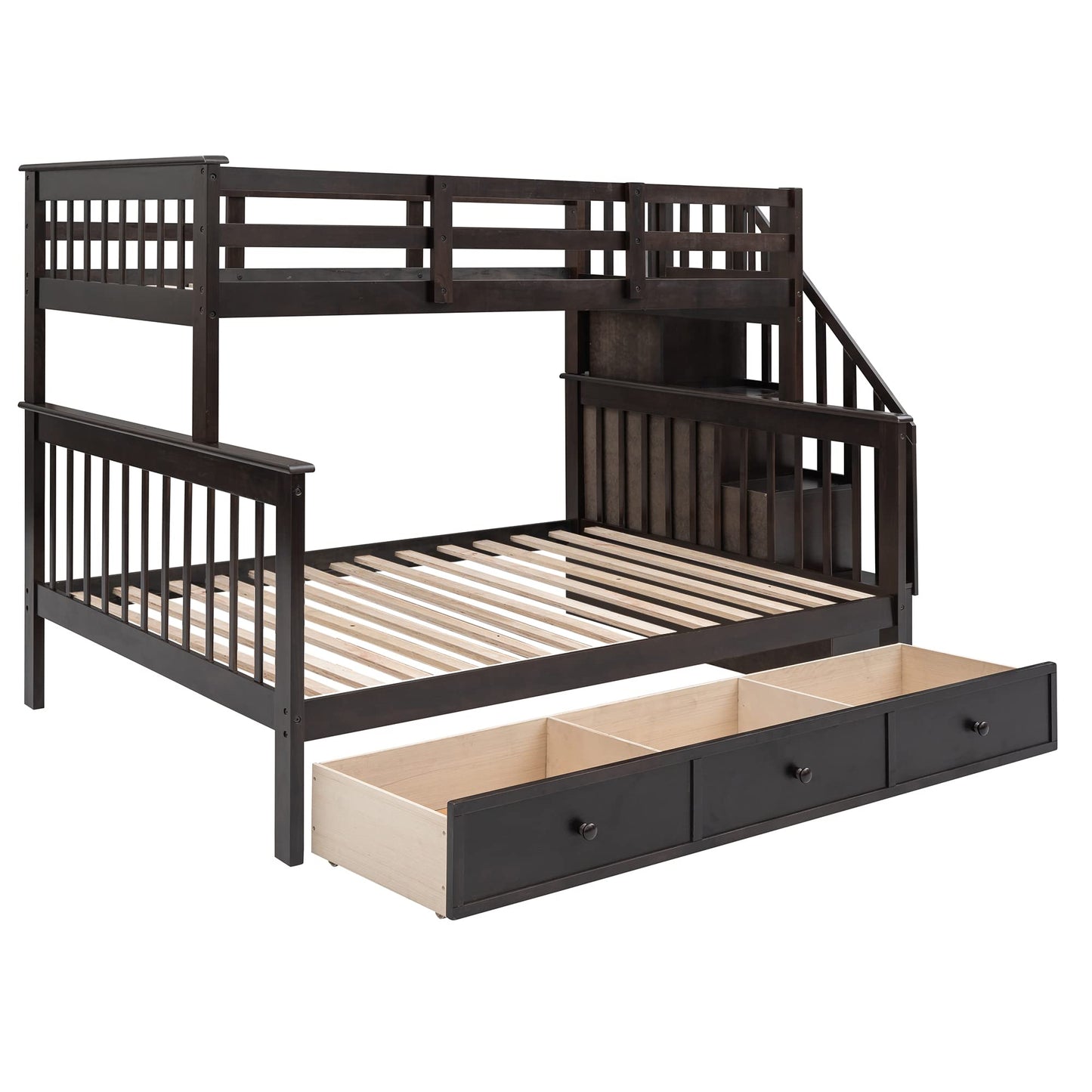 Summer Deal: Solid Wood Bunk Bed w/ Storage & Stairs