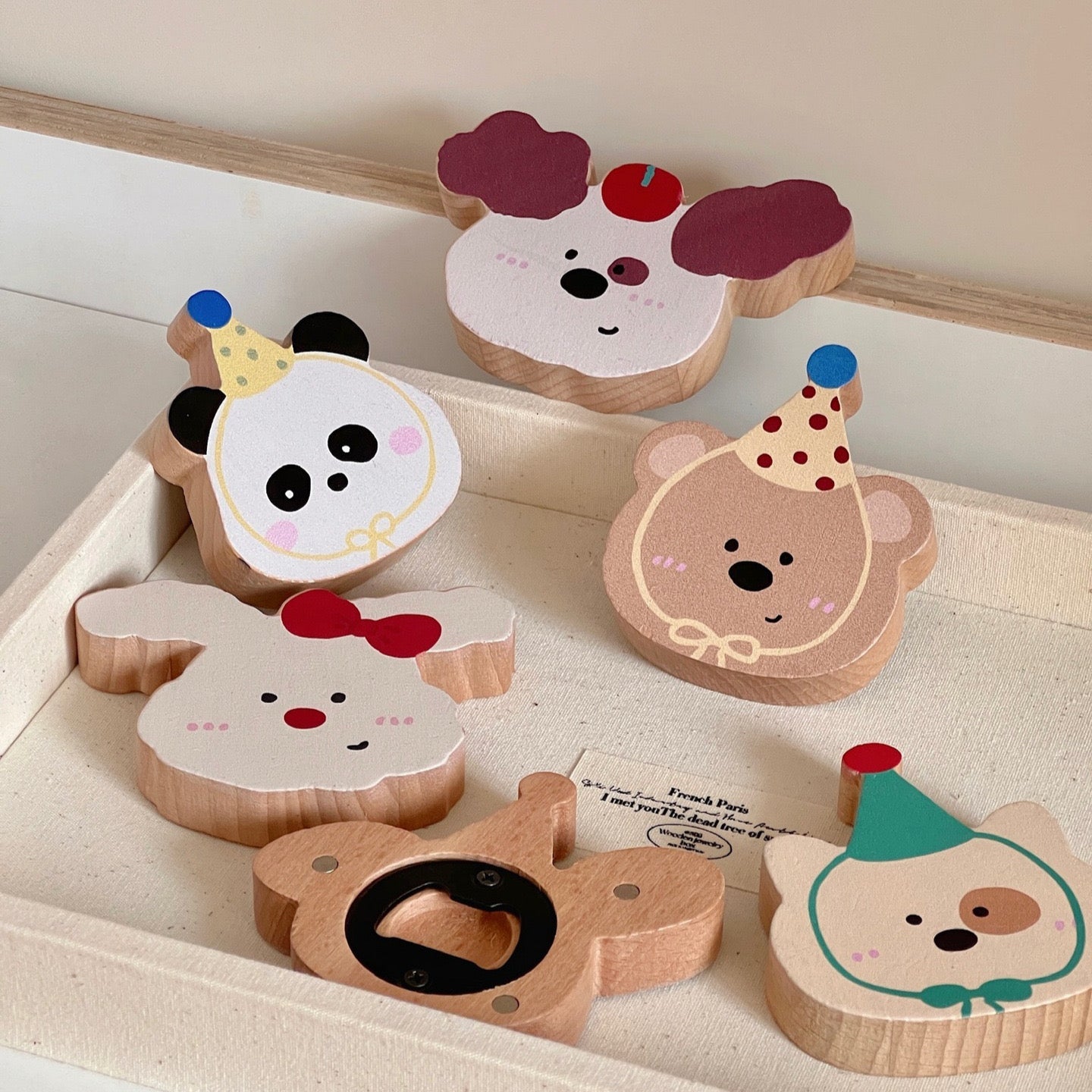 Animal Wooden Fridge Magnet Bottle Opener