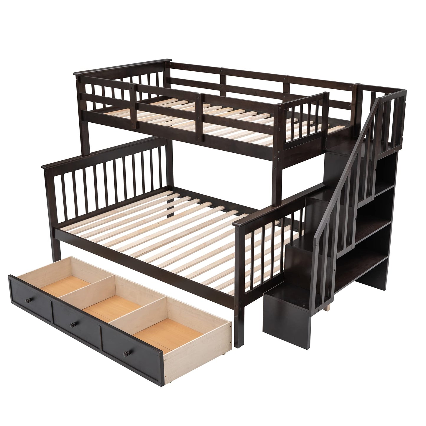 Summer Deal: Solid Wood Bunk Bed w/ Storage & Stairs