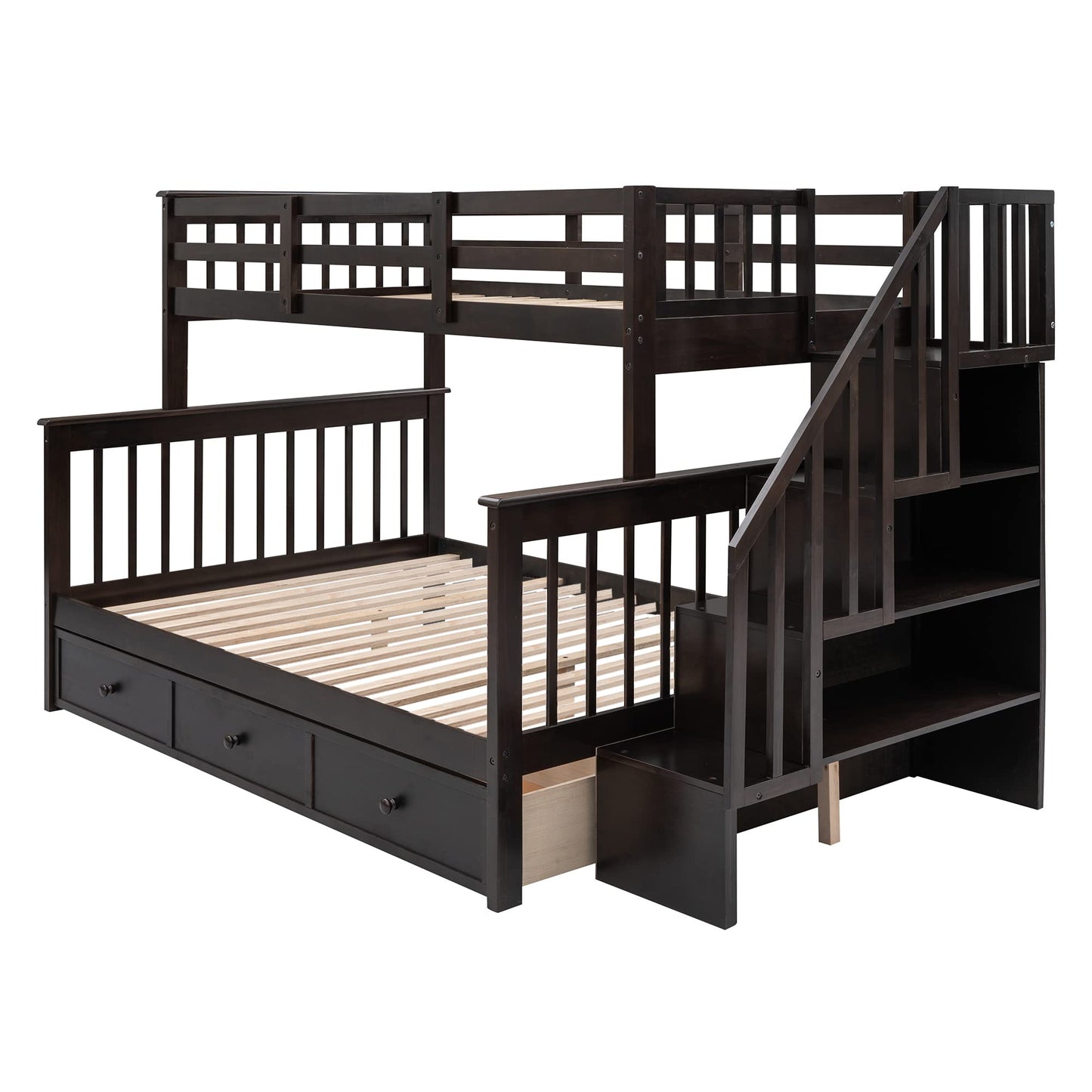 Summer Deal: Solid Wood Bunk Bed w/ Storage & Stairs