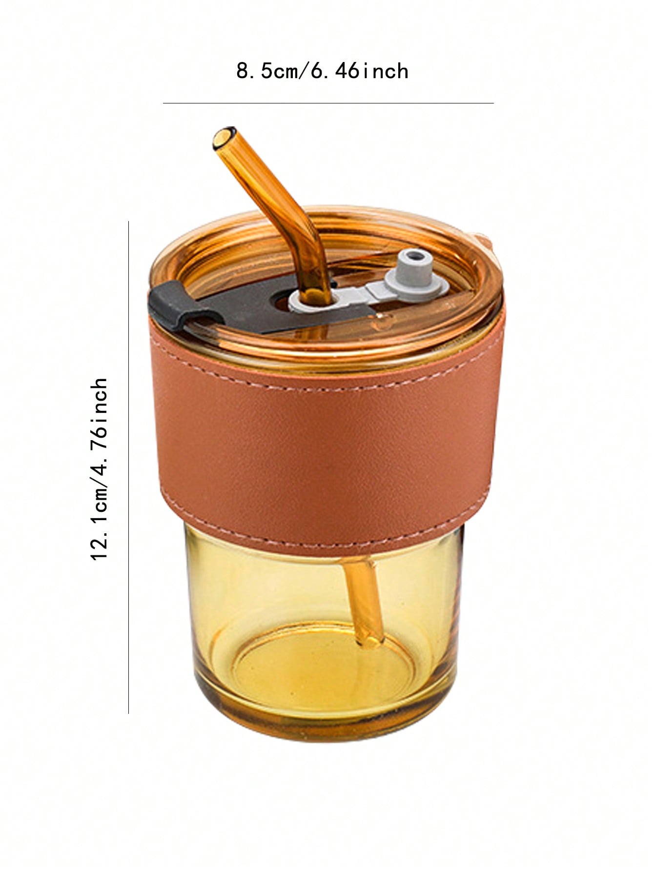 1pc Modern Clear Glass Mug with Strw
