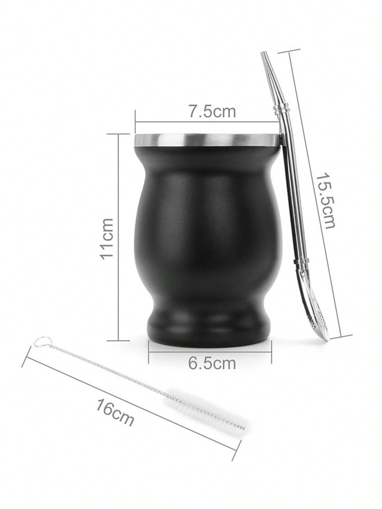 1pc Stainless Steel Mug with Spoon Cleaning Brush