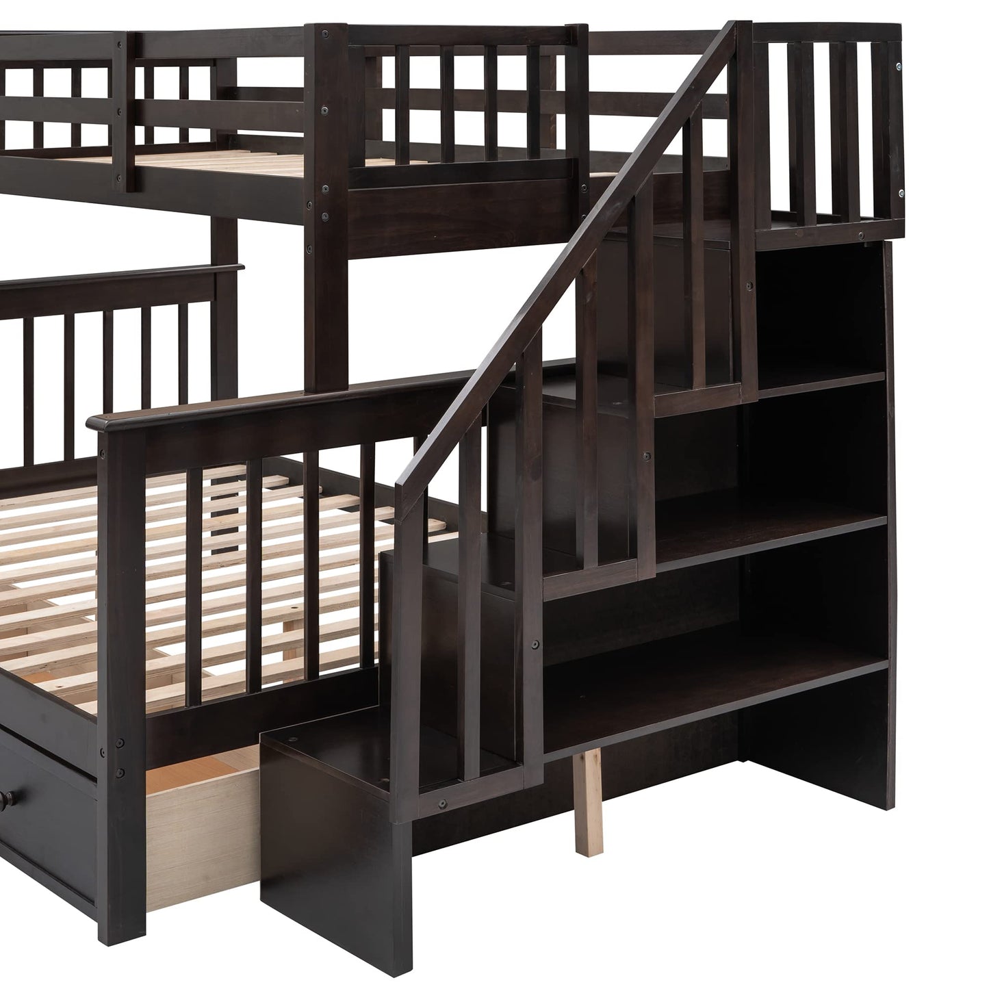 Summer Deal: Solid Wood Bunk Bed w/ Storage & Stairs