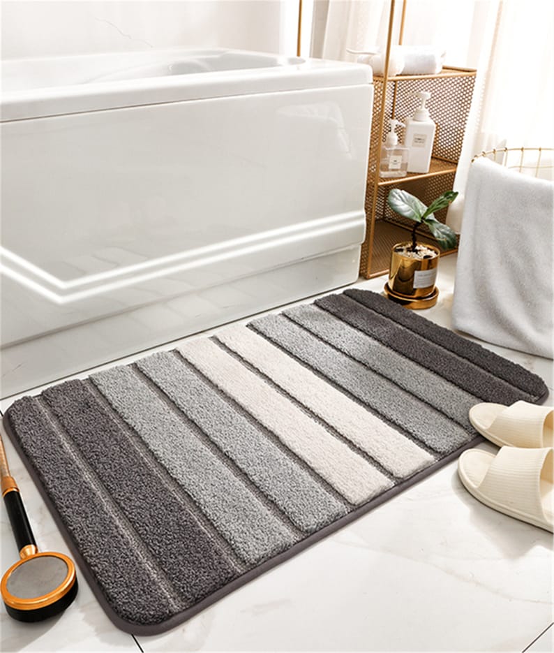 Striped Tufted Non-Slip Bath Mat,Handmade Washable Bath Mat,Door Mat For Bathroom,Design Bathroom,Home Entrance 40x60cm/50x80cm