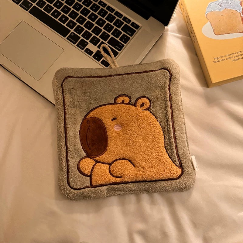 Cute Capybara Coral Fleece Hand Towels