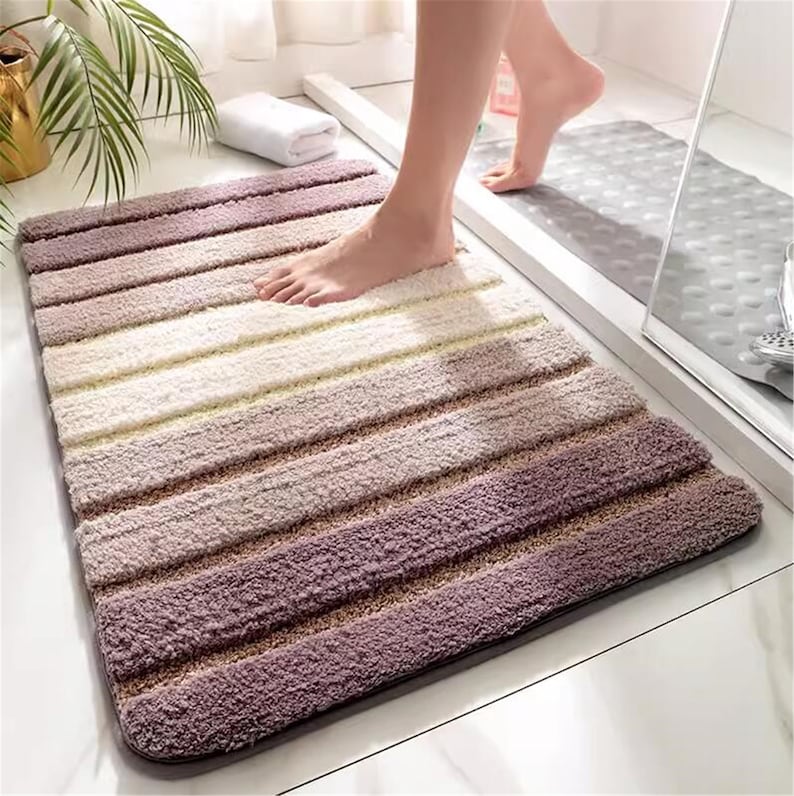 Striped Tufted Non-Slip Bath Mat,Handmade Washable Bath Mat,Door Mat For Bathroom,Design Bathroom,Home Entrance 40x60cm/50x80cm