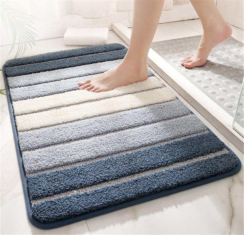 Striped Tufted Non-Slip Bath Mat,Handmade Washable Bath Mat,Door Mat For Bathroom,Design Bathroom,Home Entrance 40x60cm/50x80cm