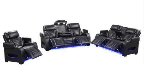 Tokyo Black 3-Piece Power Reclining Living Room Set