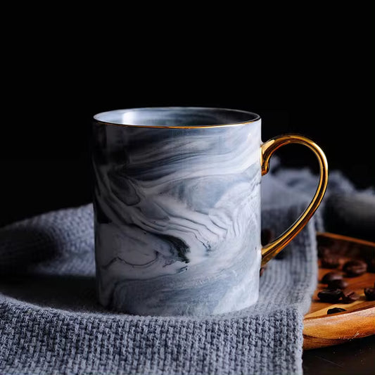 Ceramic Coffee Mug with Golden Handle