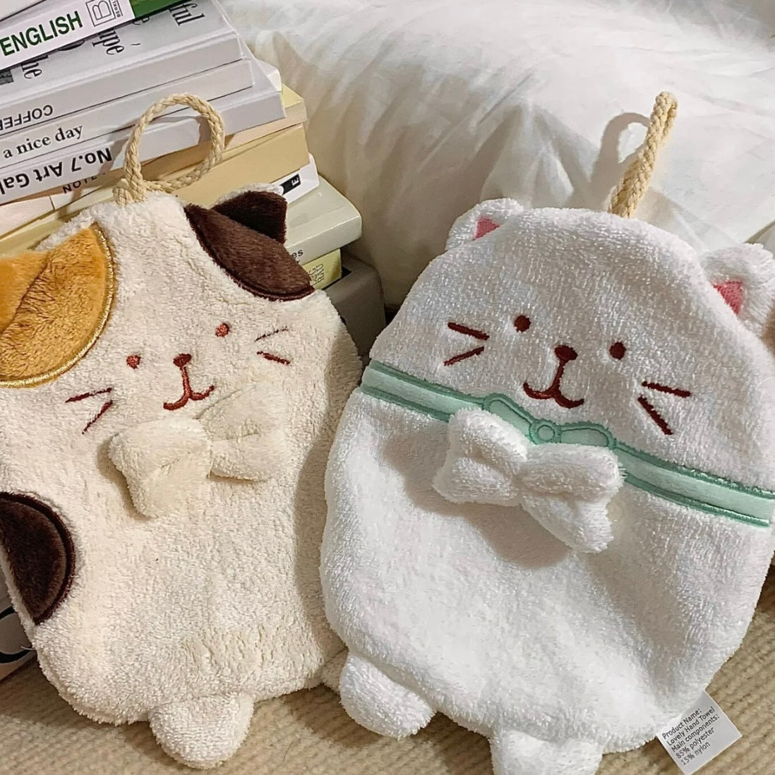 Cute Kitty Coral Fleece Hand Towels