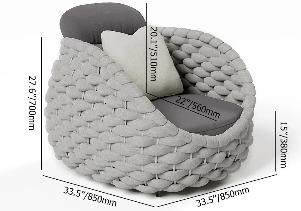 Tatta 4 Pieces Woven Rope Outdoor Swivel Sofa Set 360 Degree Rotatable with Coffee Table