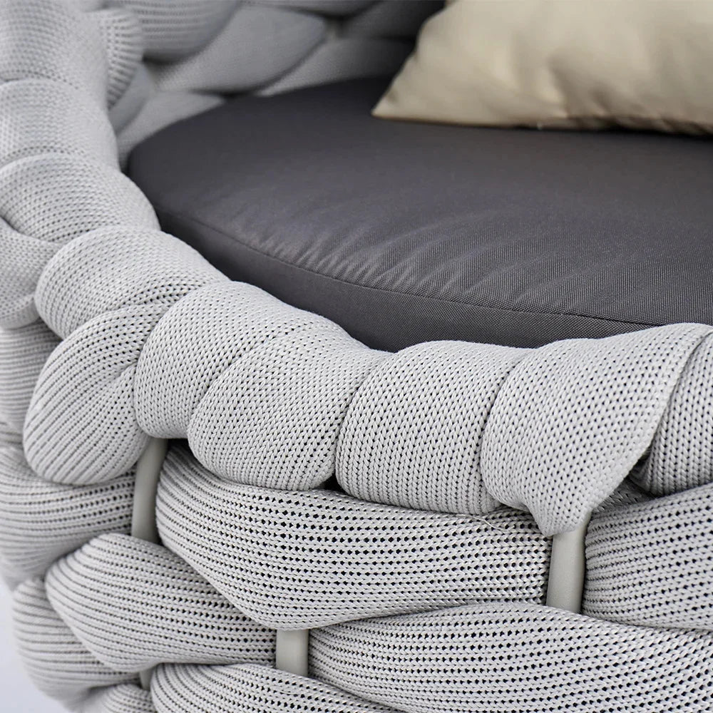 Tatta 4 Pieces Woven Rope Outdoor Swivel Sofa Set 360 Degree Rotatable with Coffee Table