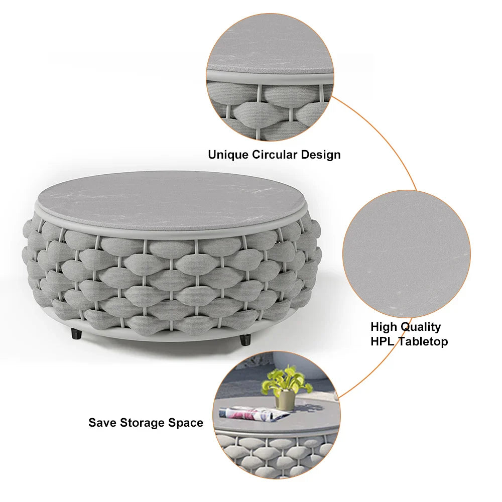 Tatta 4 Pieces Woven Rope Outdoor Swivel Sofa Set 360 Degree Rotatable with Coffee Table