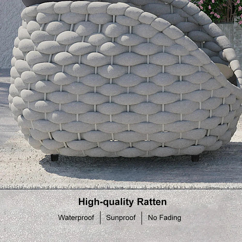 Tatta 4 Pieces Woven Rope Outdoor Swivel Sofa Set 360 Degree Rotatable with Coffee Table