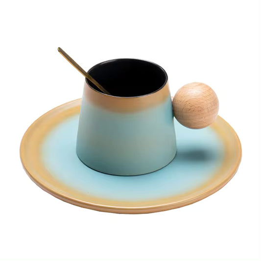 Cute Ceramic Coffee Mug Set with Saucer