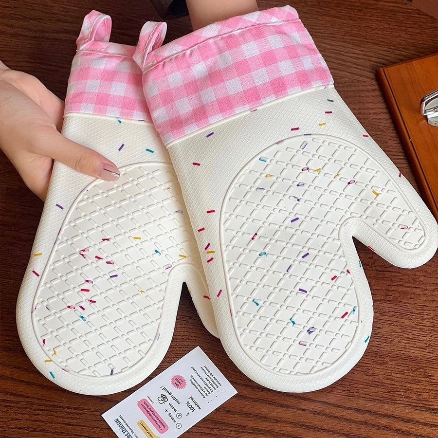Pink Heat-Resistant Silicone Oven Gloves