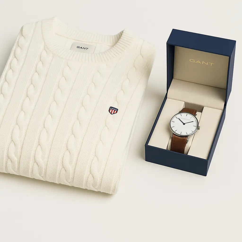 GANT Cable Knit Sweater – Exklusive Edition + GANT Uhr als Geschenk