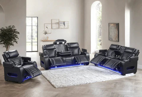 Tokyo Black 3-Piece Power Reclining Living Room Set