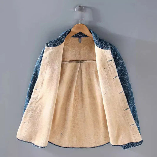 Herren Jeansjacke mit Fleecefutter | Warme Winter Denim Jacke