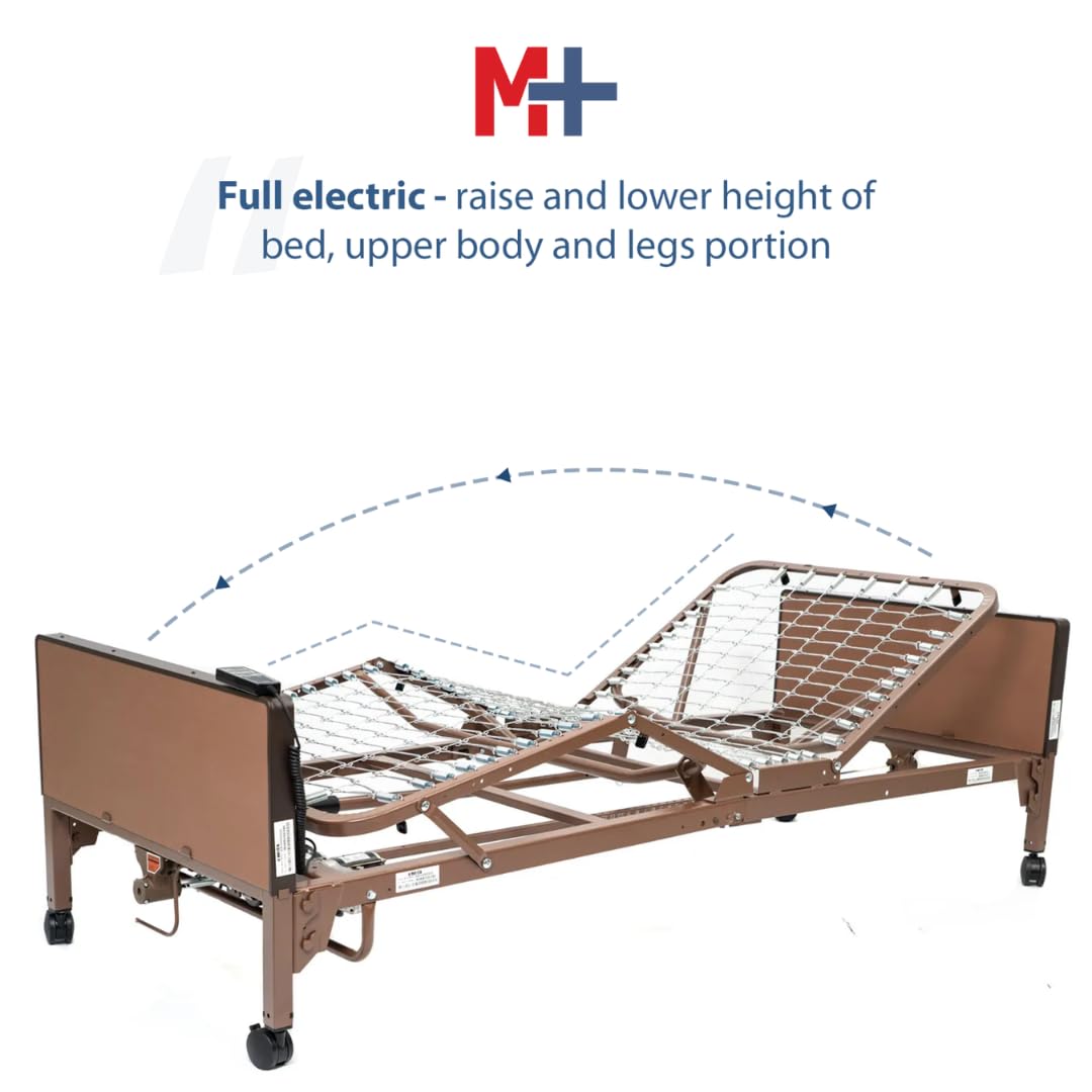 Fully Electric Hospital Bed Set - Foam Mattress and Half Rails Included - Enhanced Comfort and Convenience