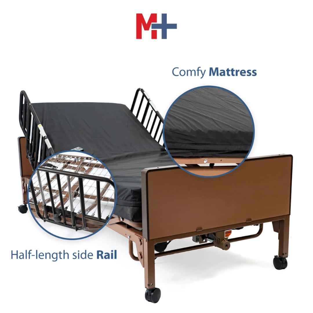 Fully Electric Hospital Bed Set - Foam Mattress and Half Rails Included - Enhanced Comfort and Convenience