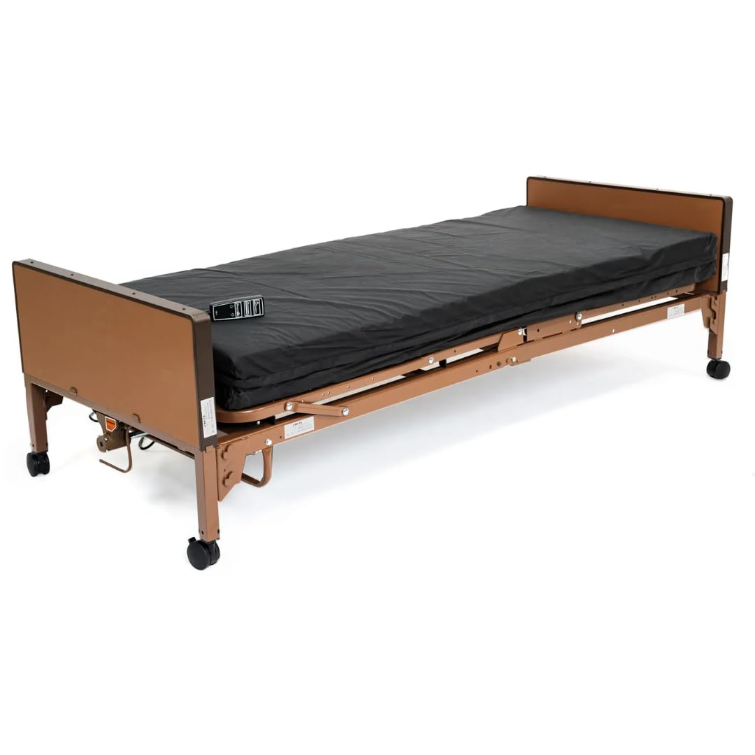 Fully Electric Hospital Bed Set - Foam Mattress and Half Rails Included - Enhanced Comfort and Convenience